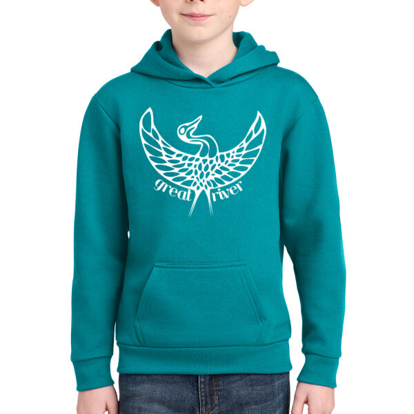 Port & Co® Youth Easy Fleece Pullover Hooded Sweatshirt - Printed Logo Thumbnail